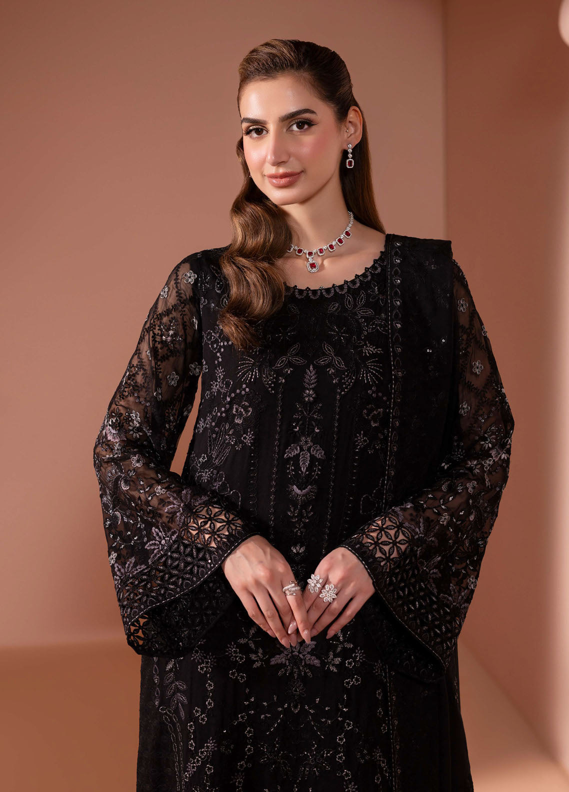 Murawwat By Lavish Premium Luxury Embroidered Chiffon 3 Piece Unstitched Suit LP25MLC D-02 MIDNIGHT LUXE Murawwat By Lavish Premium Luxury Embroidered Chiffon 3 Piece Unstitched Suit LP25MLC D-02 MIDNIGHT LUXE