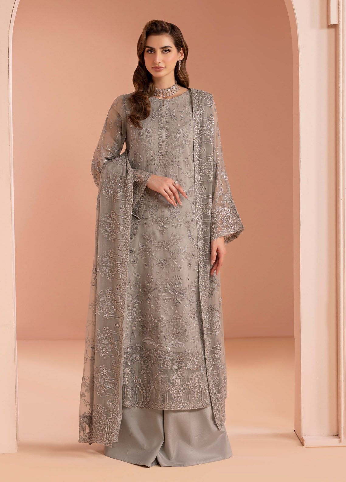 Murawwat By Lavish Premium Luxury Embroidered Chiffon 3 Piece Unstitched Suit LP25MLC D-04 MOONSTONE GREY Murawwat By Lavish Premium Luxury Embroidered Chiffon 3 Piece Unstitched Suit LP25MLC D-04 MOONSTONE GREY