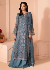 Murawwat By Lavish Premium Luxury Embroidered Chiffon 3 Piece Unstitched Suit LP25MLC D-06 OCEAN TEAL