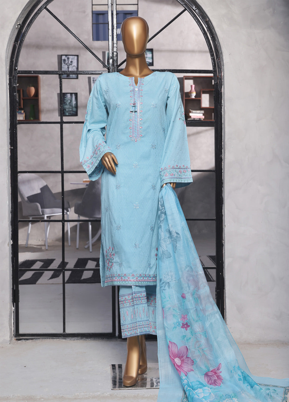 Muse By HZ Textile Embroidered Cotton Self Jacquard 3 Piece Stitched Suit HZ25MCSV2 SSJ-2502-IB Muse By HZ Textile Embroidered Cotton Self Jacquard 3 Piece Stitched Suit HZ25MCSV2 SSJ-2502-IB