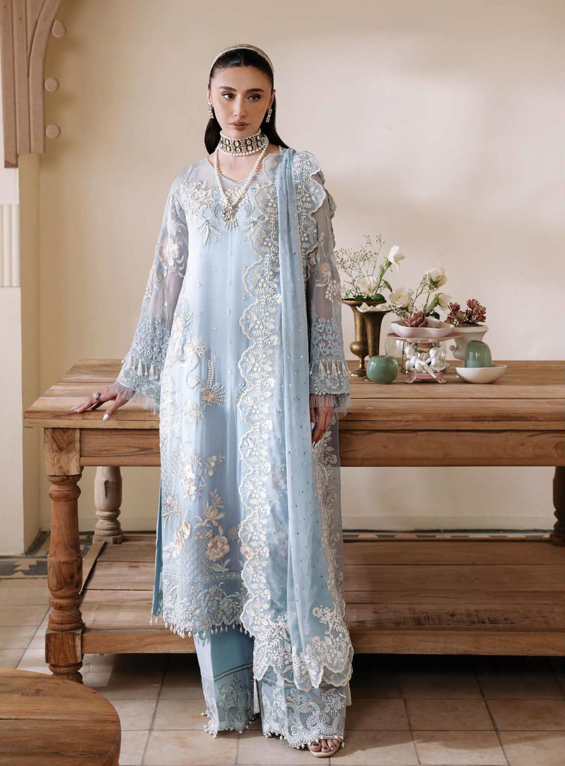 Muse By Serene Luxury Chiffon 3 Piece Unstitched Suit S24M S-1078 GLACE Muse By Serene Luxury Chiffon 3 Piece Unstitched Suit S24M S-1078 GLACE