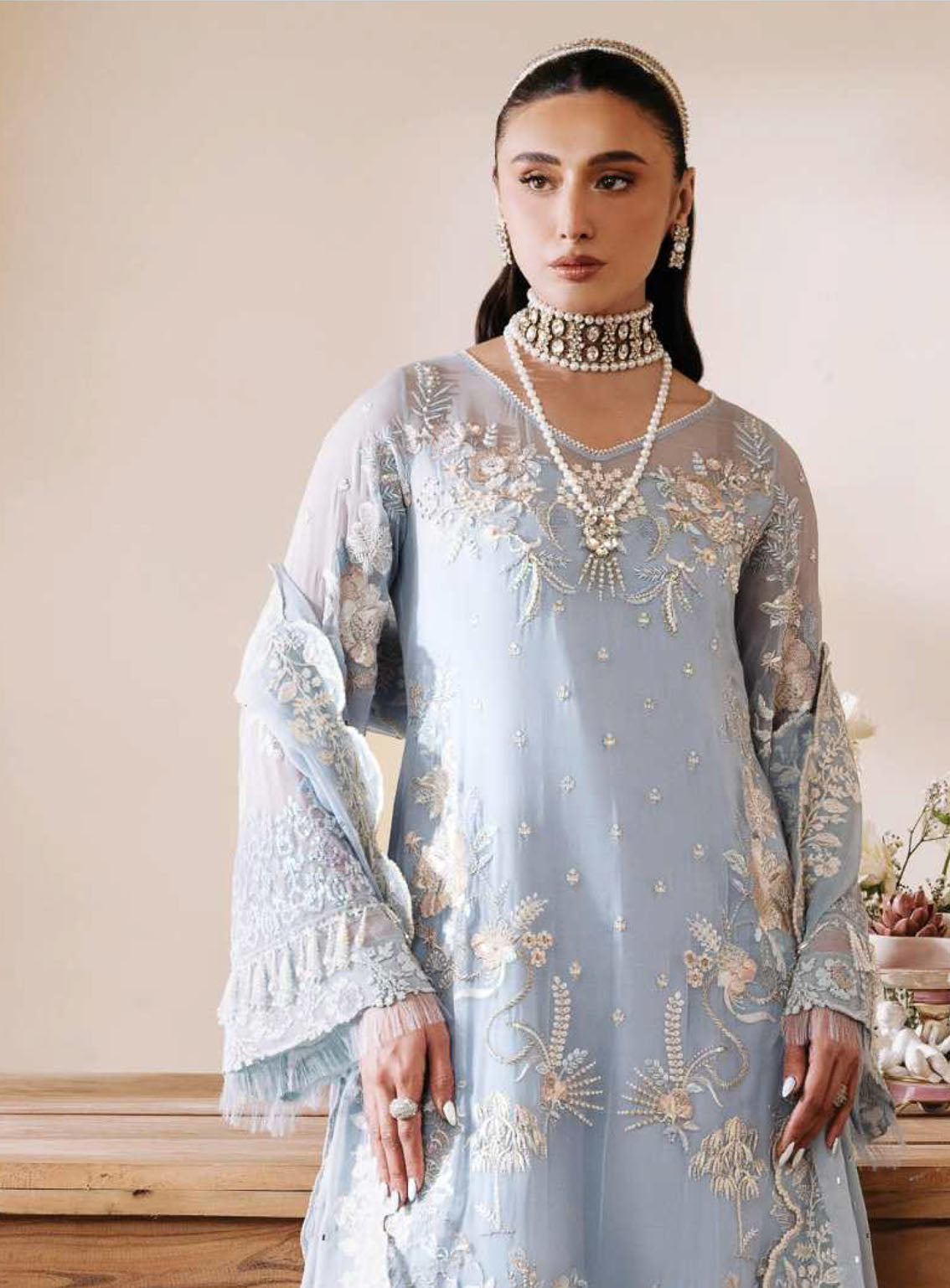 Muse By Serene Luxury Chiffon 3 Piece Unstitched Suit S24M S-1078 GLACE Muse By Serene Luxury Chiffon 3 Piece Unstitched Suit S24M S-1078 GLACE