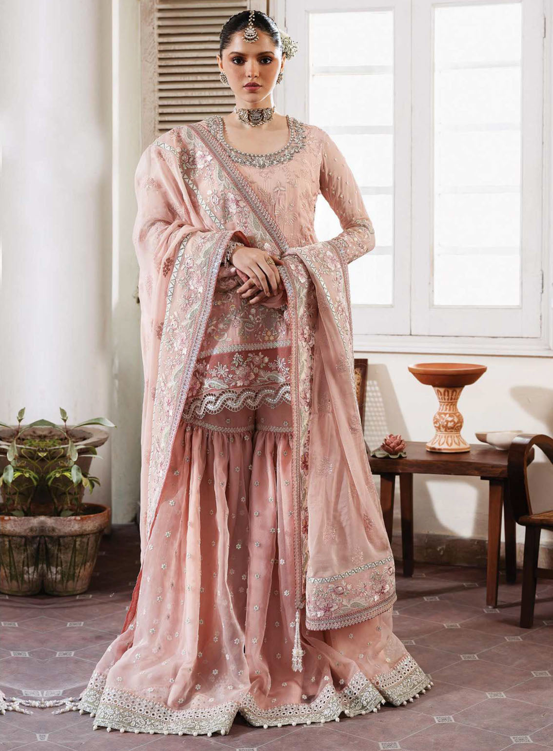 Muse By Serene Luxury Chiffon 3 Piece Unstitched Suit S24M S-1080 ROSEE Muse By Serene Luxury Chiffon 3 Piece Unstitched Suit S24M S-1080 ROSEE