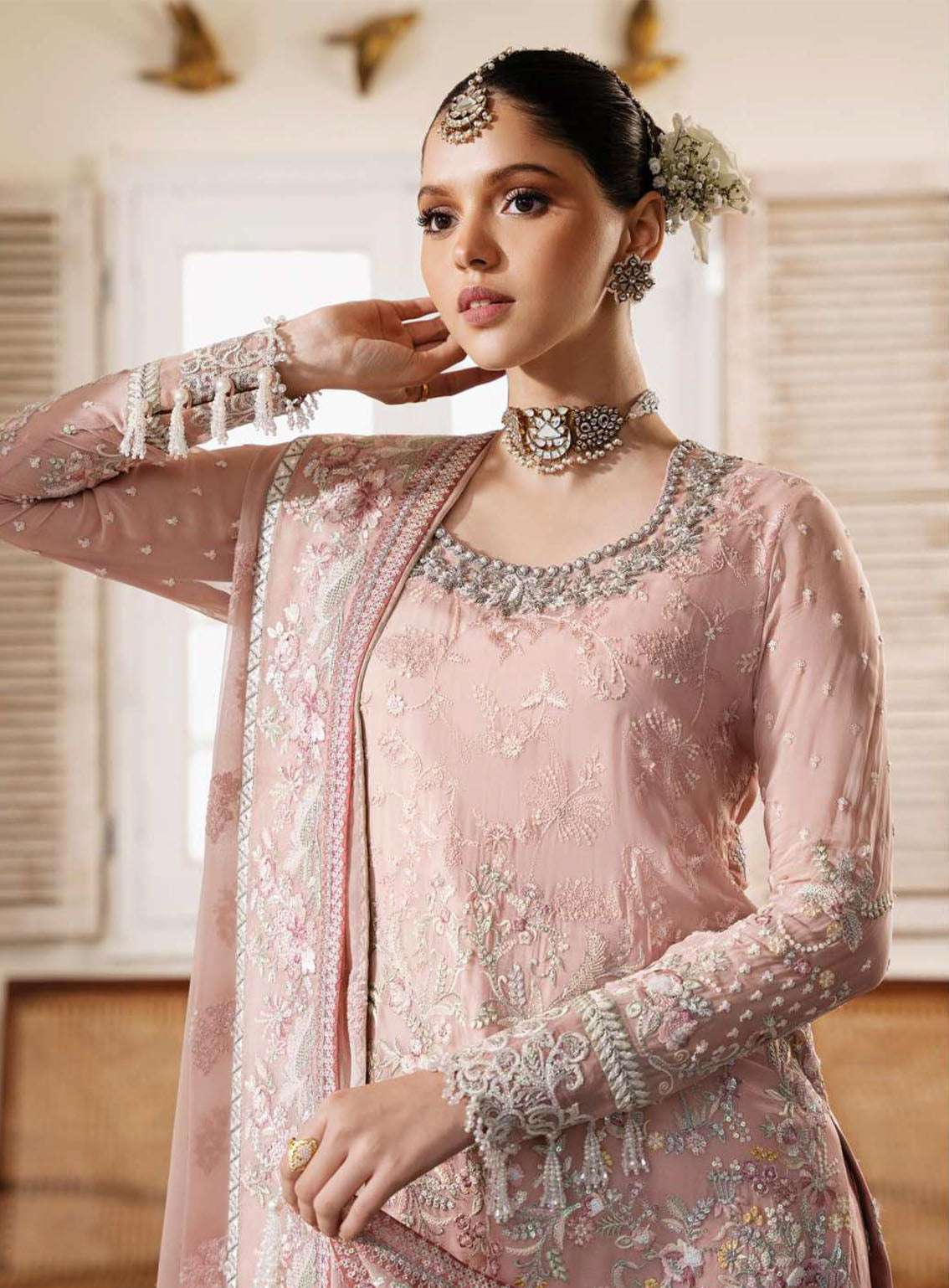 Muse By Serene Luxury Chiffon 3 Piece Unstitched Suit S24M S-1080 ROSEE Muse By Serene Luxury Chiffon 3 Piece Unstitched Suit S24M S-1080 ROSEE
