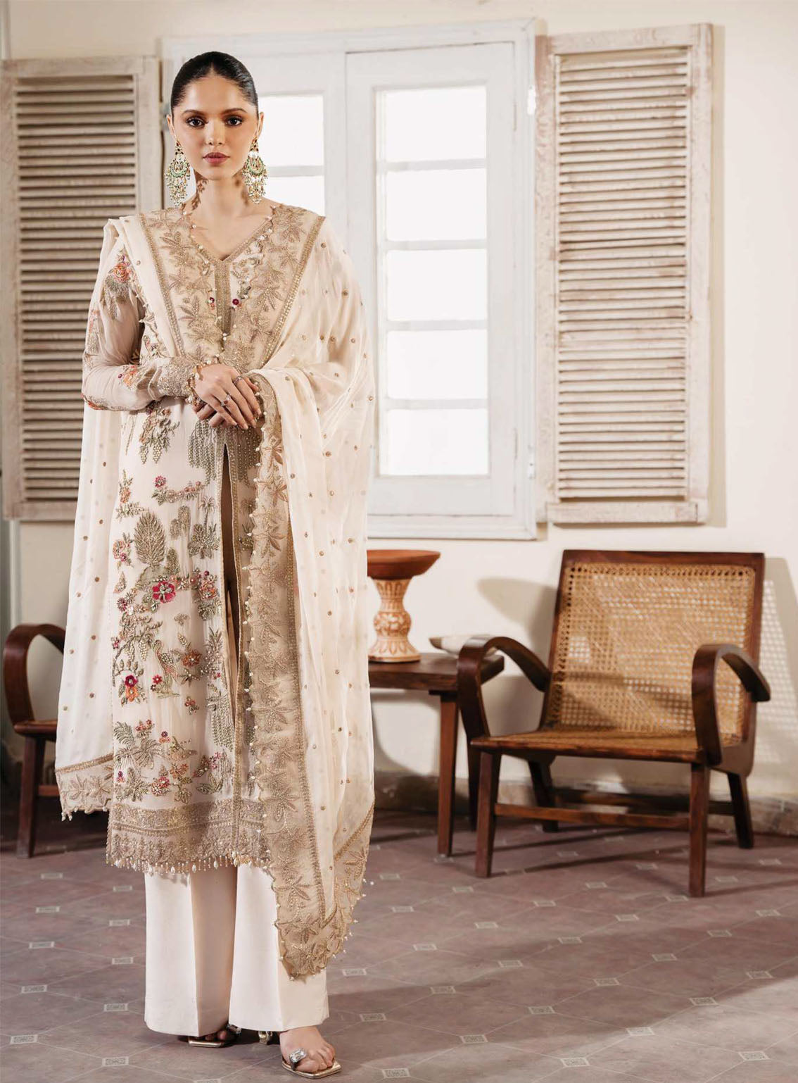 Muse By Serene Luxury Chiffon 3 Piece Unstitched Suit S24M S-1081 PERLE Muse By Serene Luxury Chiffon 3 Piece Unstitched Suit S24M S-1081 PERLE