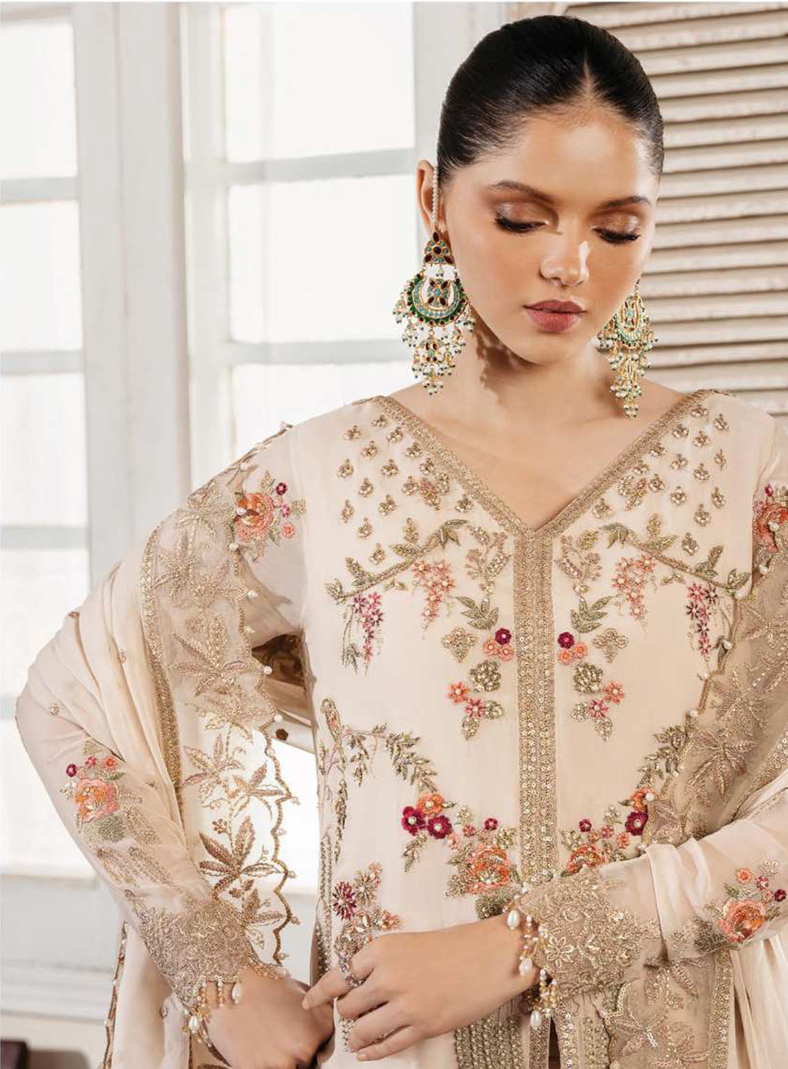Muse By Serene Luxury Chiffon 3 Piece Unstitched Suit S24M S-1081 PERLE Muse By Serene Luxury Chiffon 3 Piece Unstitched Suit S24M S-1081 PERLE