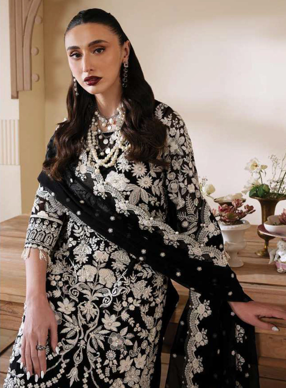 Muse By Serene Luxury Chiffon 3 Piece Unstitched Suit S24M S-1082 NORA Muse By Serene Luxury Chiffon 3 Piece Unstitched Suit S24M S-1082 NORA