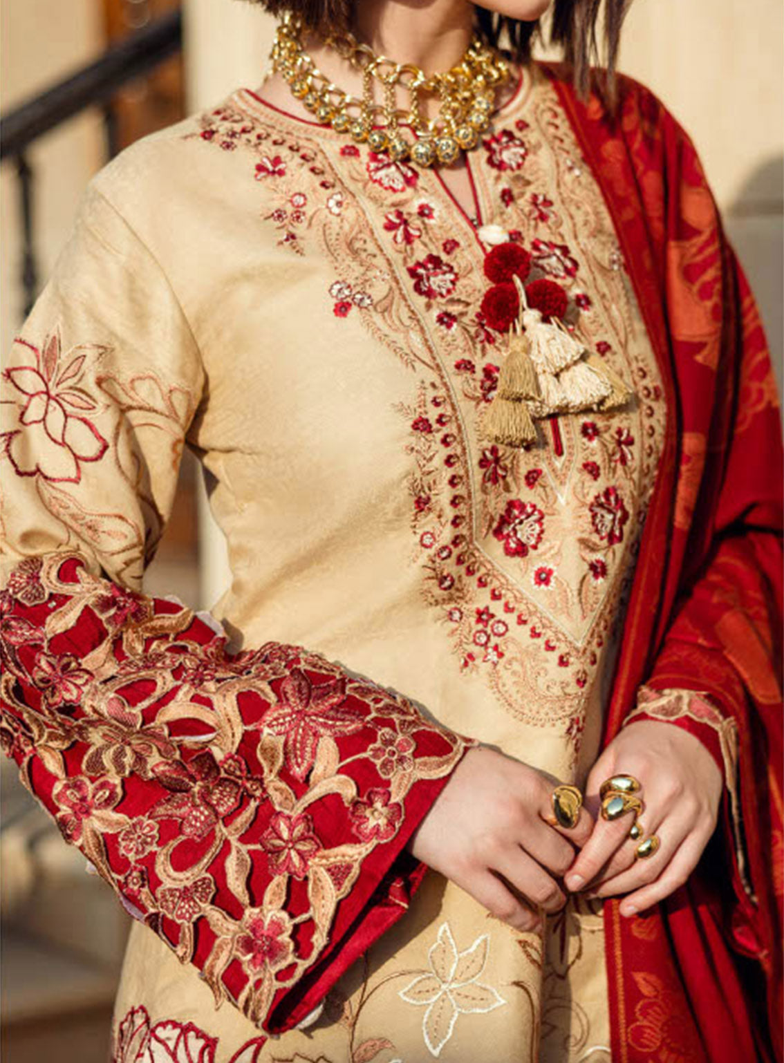Mushq Broadway Embroidered Dobby 3 Piece Unstitched Suit MQ24BW FALLEN HEARTS Mushq Broadway Embroidered Dobby 3 Piece Unstitched Suit MQ24BW FALLEN HEARTS