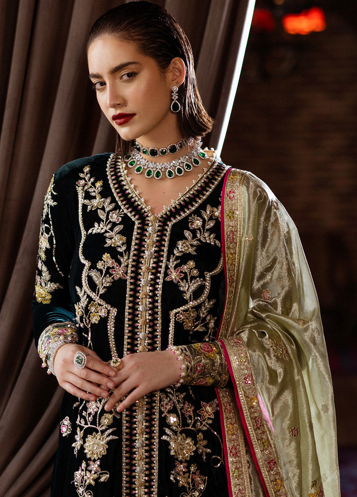 Mushq Deja Vu Embroidered Velvet 3 Piece Unstitched Suit MQ24DUV D-03 NOSTALGIC SHADOWS Mushq Deja Vu Embroidered Velvet 3 Piece Unstitched Suit MQ24DUV D-03 NOSTALGIC SHADOWS