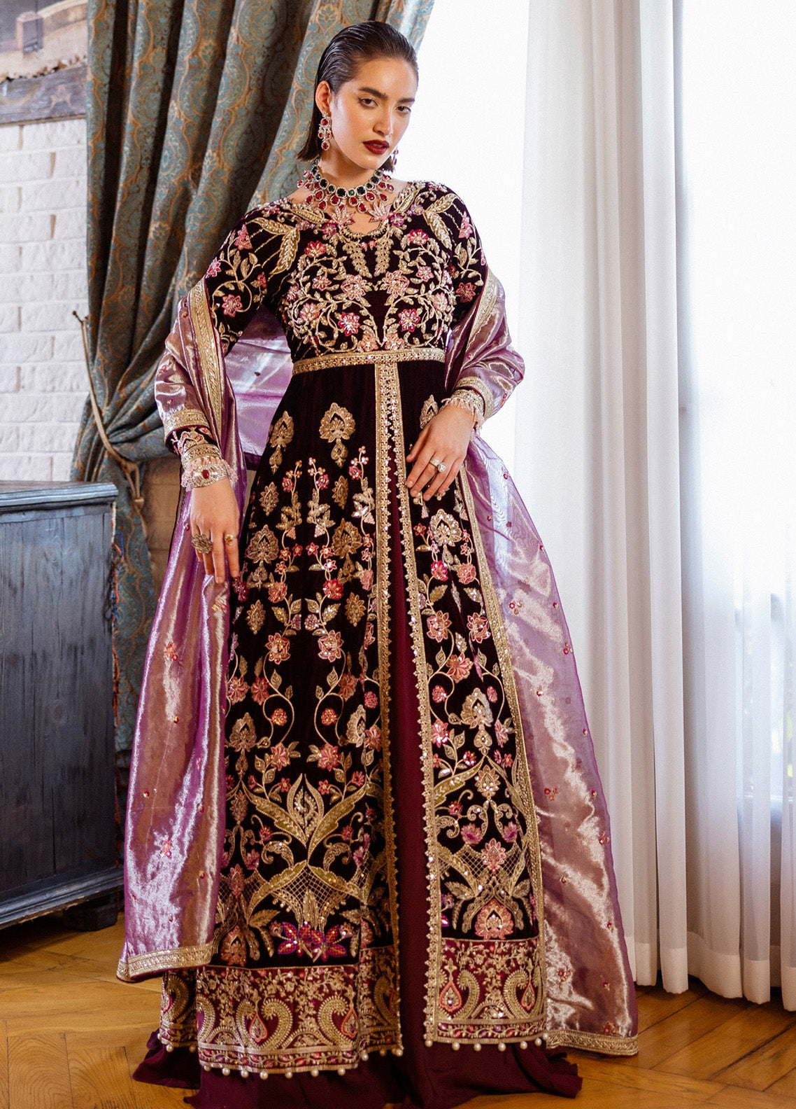 Mushq Deja Vu Embroidered Velvet 3 Piece Unstitched Suit MQ24DUV D-07 LOST IN TIME Mushq Deja Vu Embroidered Velvet 3 Piece Unstitched Suit MQ24DUV D-07 LOST IN TIME