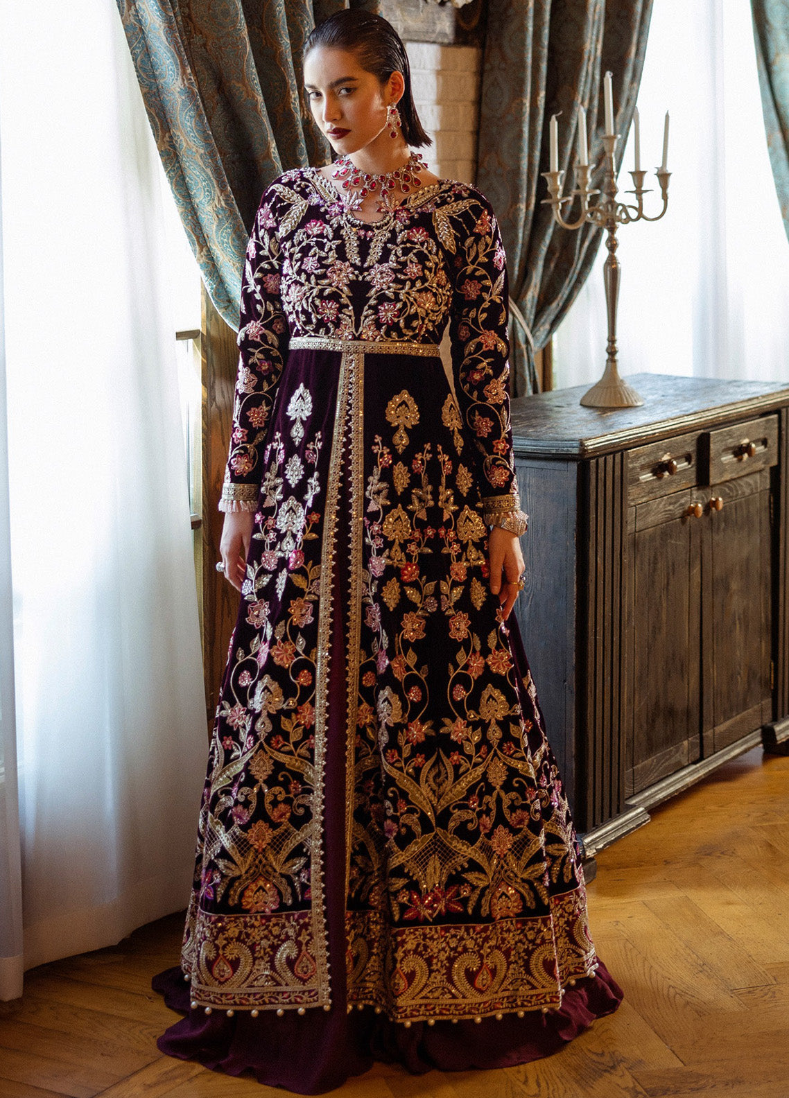 Mushq Deja Vu Embroidered Velvet 3 Piece Unstitched Suit MQ24DUV D-07 LOST IN TIME Mushq Deja Vu Embroidered Velvet 3 Piece Unstitched Suit MQ24DUV D-07 LOST IN TIME