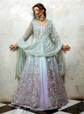 Mushq Stardust Exclusive Wedding Embroidered Net 3 Piece Unstitched Suit MQ24SW D-03 SILVER SCREEN