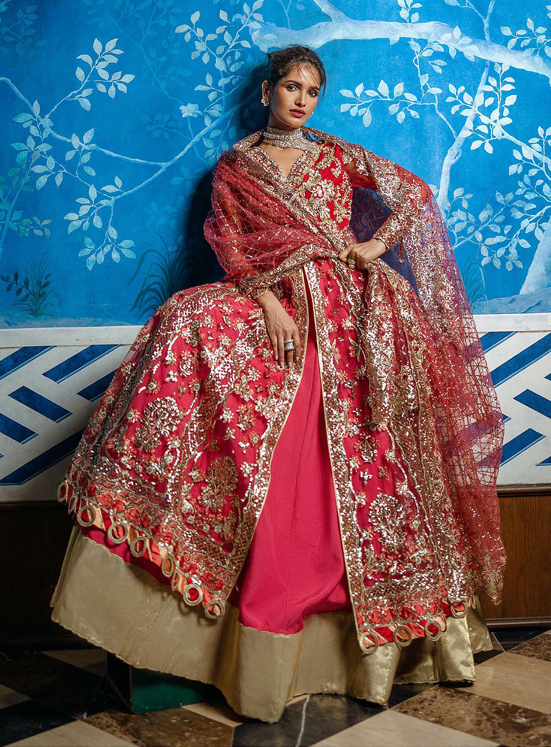 Mushq Stardust Exclusive Wedding Embroidered Net 3 Piece Unstitched Suit MQ24SW D-08 RED CARPET Mushq Stardust Exclusive Wedding Embroidered Net 3 Piece Unstitched Suit MQ24SW D-08 RED CARPET