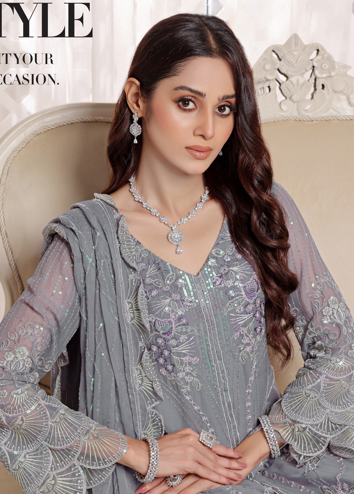 Myra By Soghat Creation Embroidered Chiffon 3 Piece Unstitched Suit SC25M LEC-01 Myra By Soghat Creation Embroidered Chiffon 3 Piece Unstitched Suit SC25M LEC-01