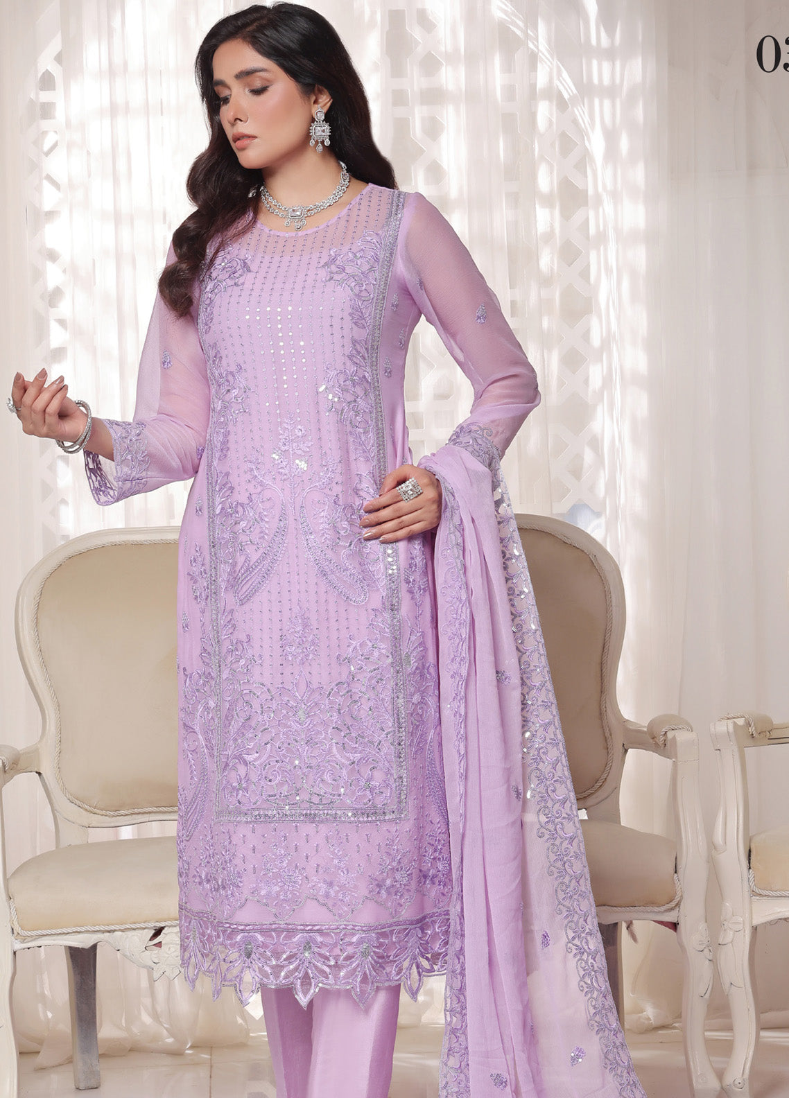 Myra By Soghat Creation Embroidered Chiffon 3 Piece Unstitched Suit SC25M LEC-03 Myra By Soghat Creation Embroidered Chiffon 3 Piece Unstitched Suit SC25M LEC-03