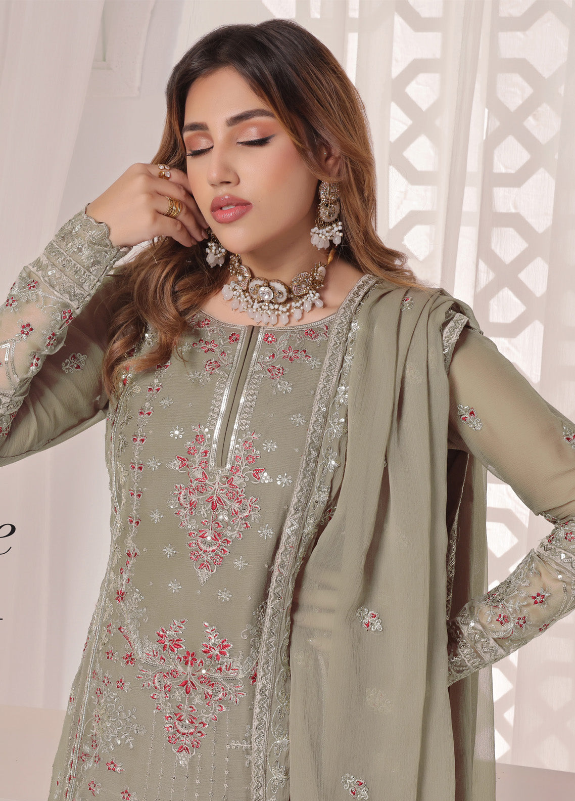 Myra By Soghat Creation Embroidered Chiffon 3 Piece Unstitched Suit SC25M LEC-07 Myra By Soghat Creation Embroidered Chiffon 3 Piece Unstitched Suit SC25M LEC-07