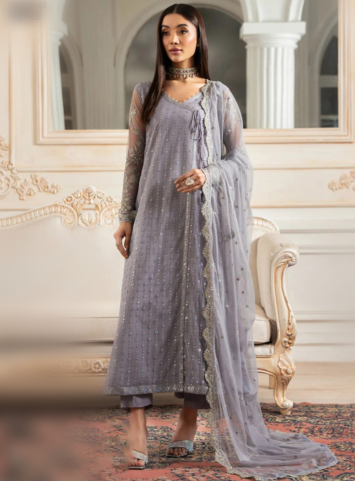 Nafees By Zarif Embroidered Net 3 Piece Unstitched Suit ZF24FE ZNAF-01 MERVE Nafees By Zarif Embroidered Net 3 Piece Unstitched Suit ZF24FE ZNAF-01 MERVE