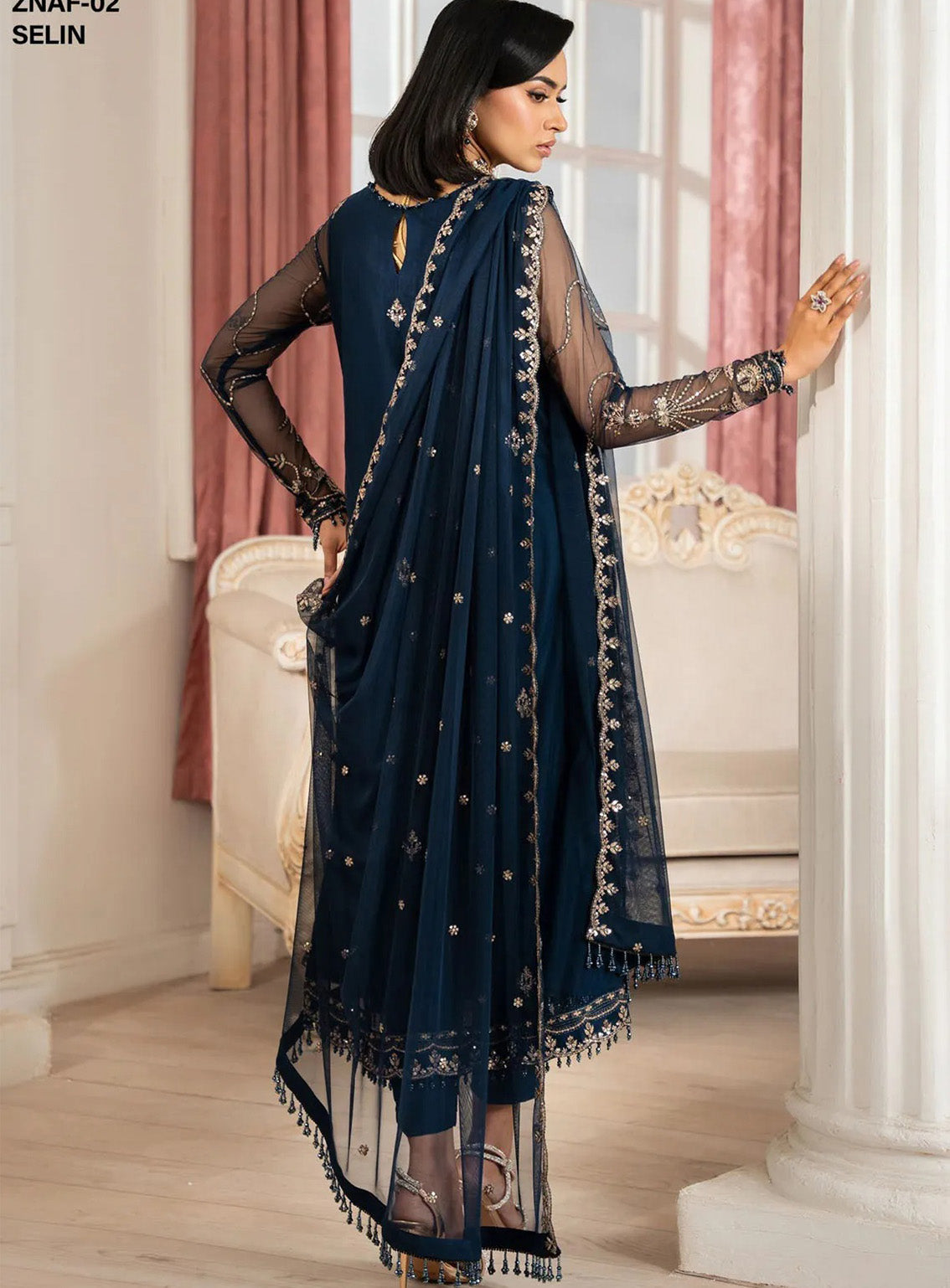 Nafees By Zarif Embroidered Net 3 Piece Unstitched Suit ZF24FE ZNAF-02 SELIN Nafees By Zarif Embroidered Net 3 Piece Unstitched Suit ZF24FE ZNAF-02 SELIN