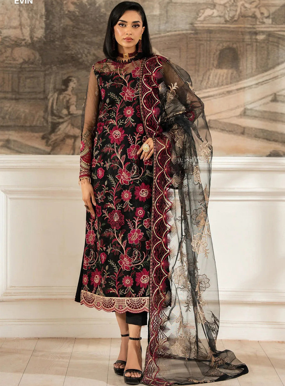 Nafees By Zarif Embroidered Net 3 Piece Unstitched Suit ZF24FE ZNAF-05 EVIN Nafees By Zarif Embroidered Net 3 Piece Unstitched Suit ZF24FE ZNAF-05 EVIN