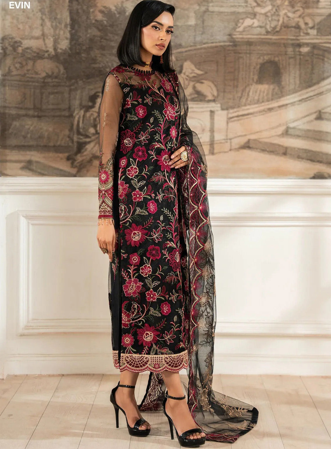 Nafees By Zarif Embroidered Net 3 Piece Unstitched Suit ZF24FE ZNAF-05 EVIN Nafees By Zarif Embroidered Net 3 Piece Unstitched Suit ZF24FE ZNAF-05 EVIN