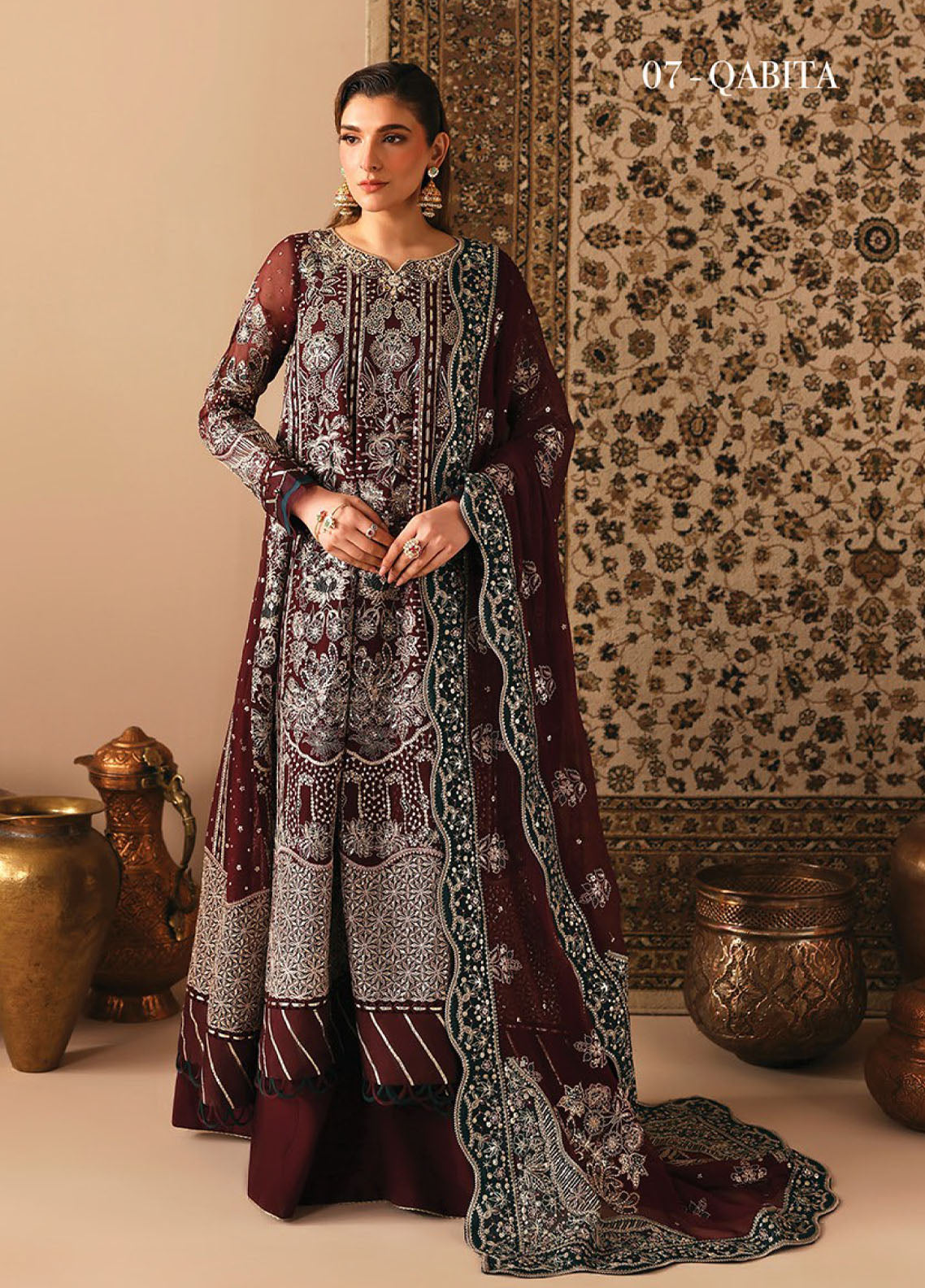 Neorah By Xenia Luxury Embroidered Chiffon 3 Piece Unstitched Suit XE26NL D-07 QABITA Neorah By Xenia Luxury Embroidered Chiffon 3 Piece Unstitched Suit XE26NL D-07 QABITA