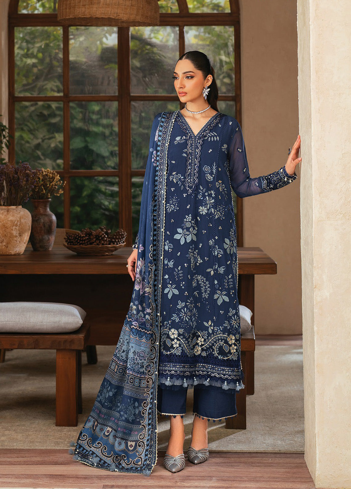 Niran By Xenia Embroidered Chiffon 3 Piece Unstitched Suit ZE24N D-01 VERENA Niran By Xenia Embroidered Chiffon 3 Piece Unstitched Suit ZE24N D-01 VERENA