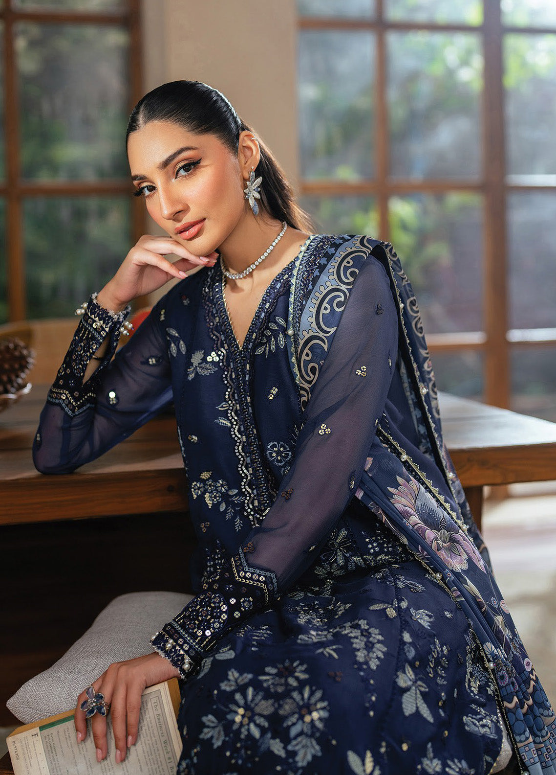 Niran By Xenia Embroidered Chiffon 3 Piece Unstitched Suit ZE24N D-01 VERENA Niran By Xenia Embroidered Chiffon 3 Piece Unstitched Suit ZE24N D-01 VERENA