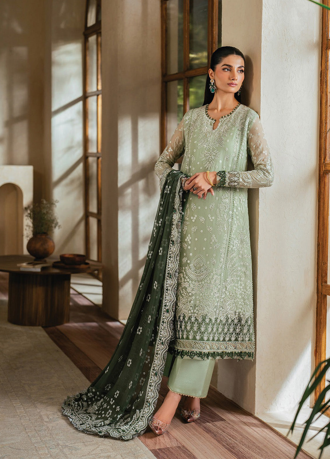 Niran By Xenia Embroidered Chiffon 3 Piece Unstitched Suit ZE24N D-02 VERDURA Niran By Xenia Embroidered Chiffon 3 Piece Unstitched Suit ZE24N D-02 VERDURA