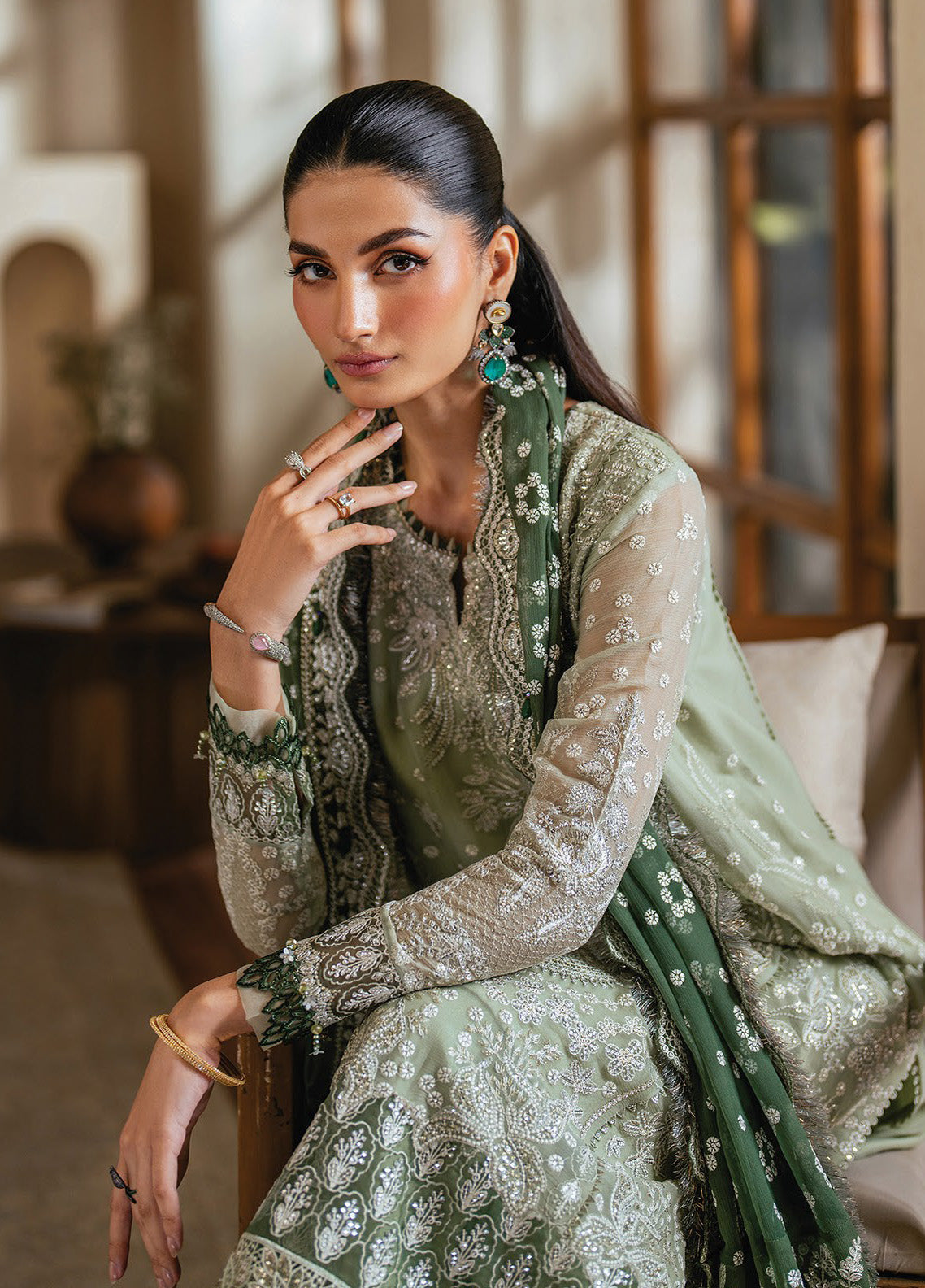 Niran By Xenia Embroidered Chiffon 3 Piece Unstitched Suit ZE24N D-02 VERDURA Niran By Xenia Embroidered Chiffon 3 Piece Unstitched Suit ZE24N D-02 VERDURA