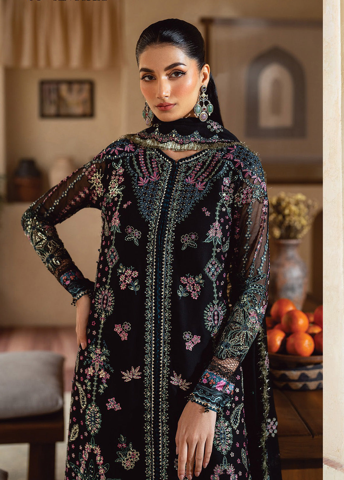 Niran By Xenia Embroidered Chiffon 3 Piece Unstitched Suit ZE24N D-05 ANTIHA Niran By Xenia Embroidered Chiffon 3 Piece Unstitched Suit ZE24N D-05 ANTIHA