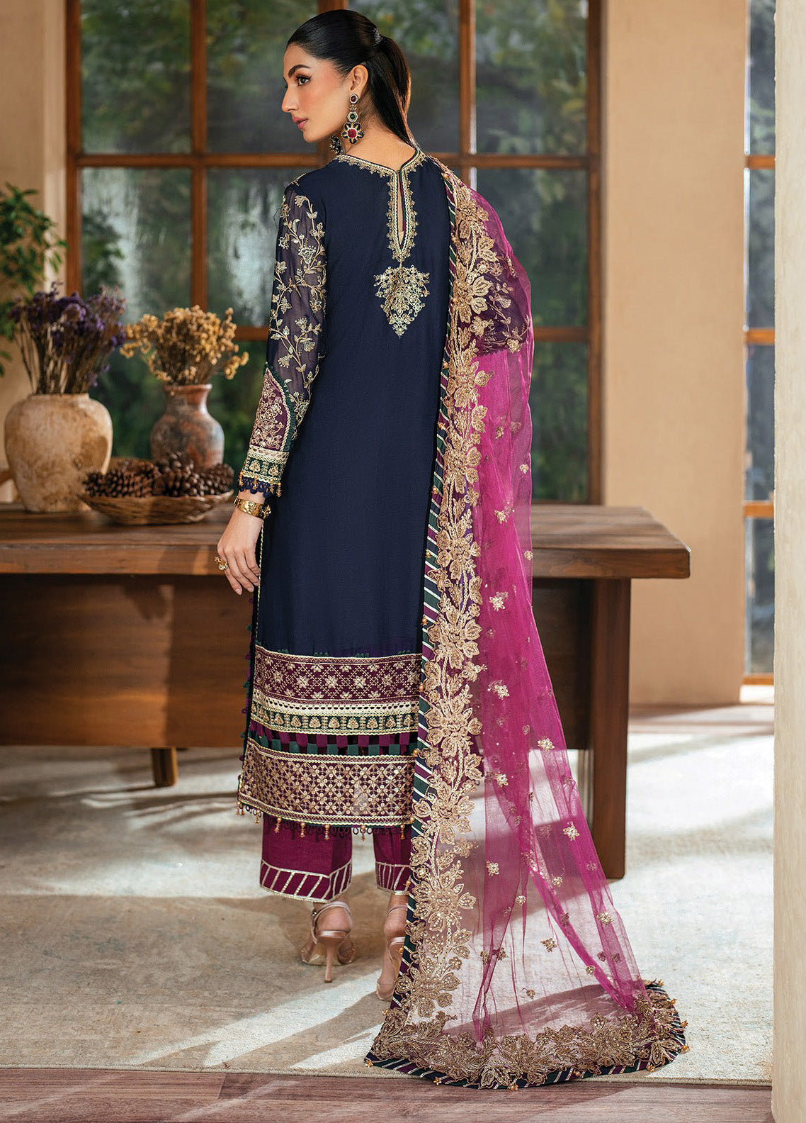 Niran By Xenia Embroidered Chiffon 3 Piece Unstitched Suit ZE24N D-08 SERAPHINA Niran By Xenia Embroidered Chiffon 3 Piece Unstitched Suit ZE24N D-08 SERAPHINA