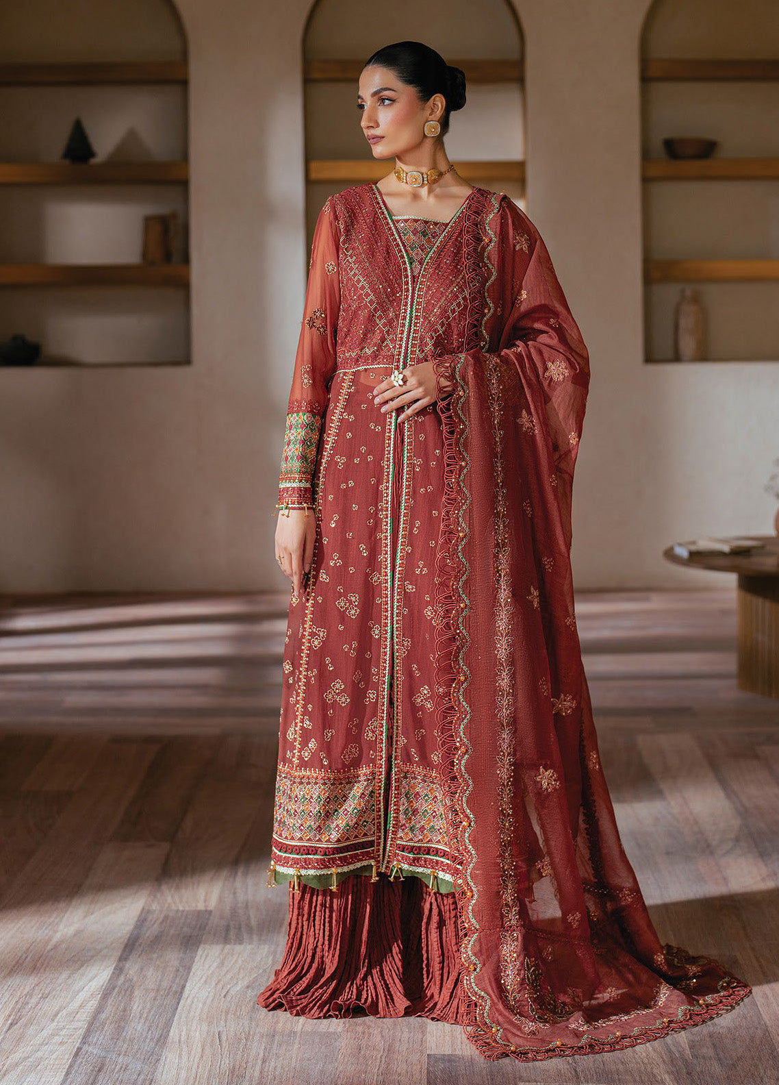 Niran By Xenia Embroidered Chiffon 3 Piece Unstitched Suit ZE24N D-10 SELENE Niran By Xenia Embroidered Chiffon 3 Piece Unstitched Suit ZE24N D-10 SELENE