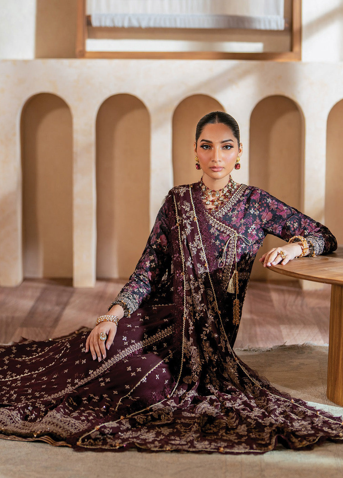 Niran By Xenia Embroidered Raw Silk 3 Piece Unstitched Suit ZE24N D-07 LUNE Niran By Xenia Embroidered Raw Silk 3 Piece Unstitched Suit ZE24N D-07 LUNE