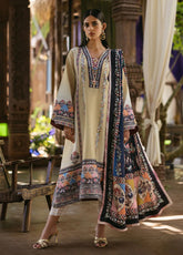 Nirvana By Mushq Embroidered Raw Silk 3 Piece Unstitched Suit MQ24N MPS-09 TAUPE