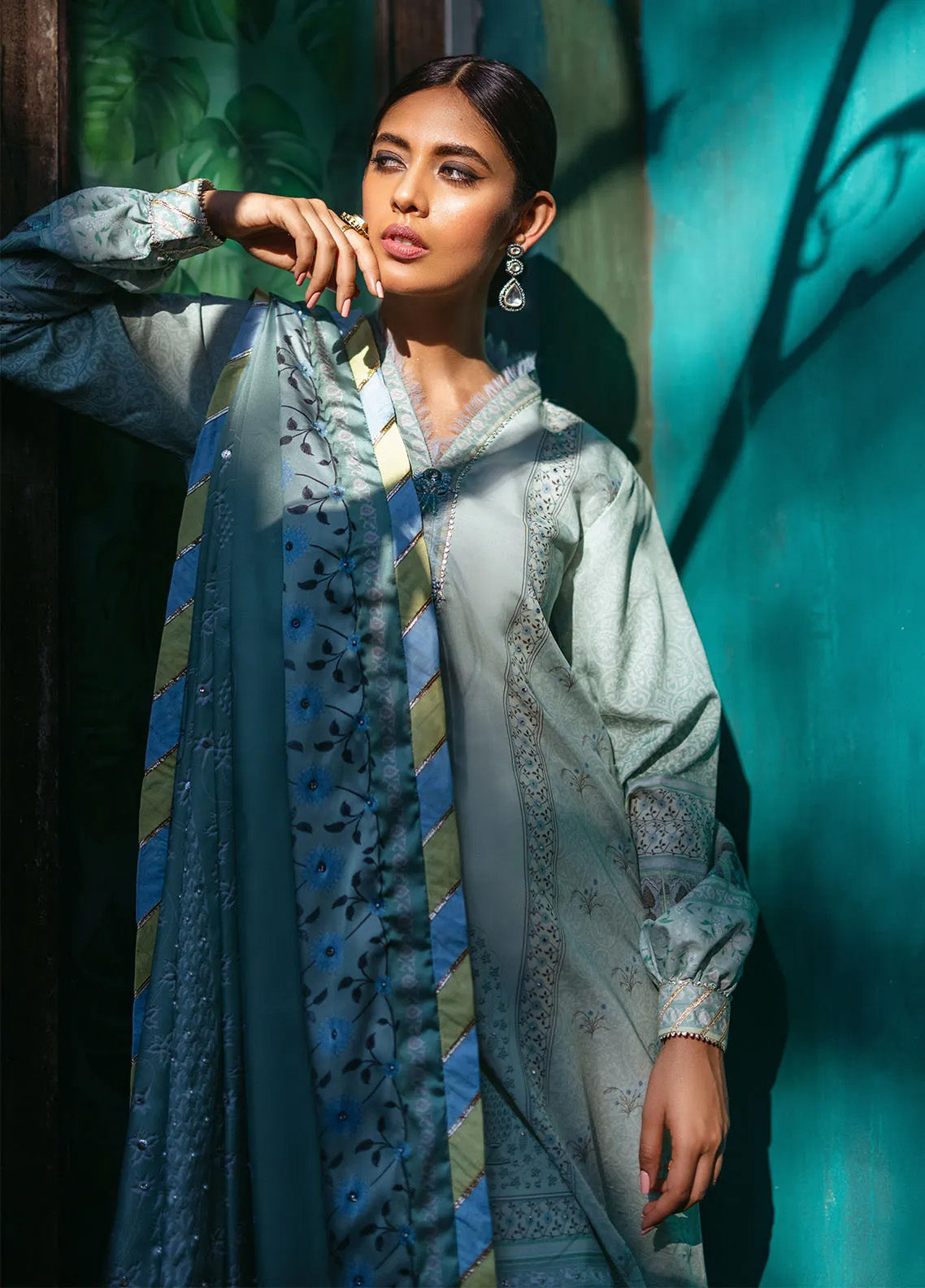 Nirvana By Mushq Embroidered Raw Silk 3 Piece Unstitched Suit MQ24N MPS-10 CERULEAN Nirvana By Mushq Embroidered Raw Silk 3 Piece Unstitched Suit MQ24N MPS-10 CERULEAN
