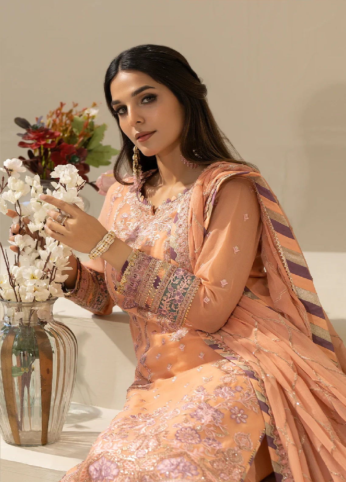 Nisha By Imrozia Embroidered Chiffon 3 Piece Unstitched Suit IM25NELC M-83 ZIMAL Nisha By Imrozia Embroidered Chiffon 3 Piece Unstitched Suit IM25NELC M-83 ZIMAL