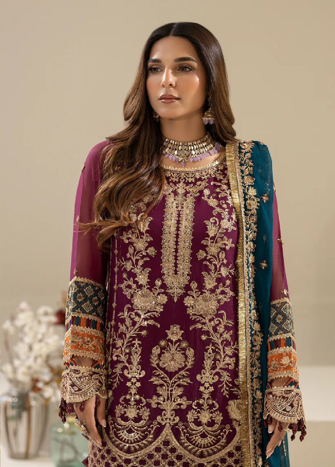 Nisha By Imrozia Embroidered Chiffon 3 Piece Unstitched Suit IM25NELC M-84 ZEHAK Nisha By Imrozia Embroidered Chiffon 3 Piece Unstitched Suit IM25NELC M-84 ZEHAK