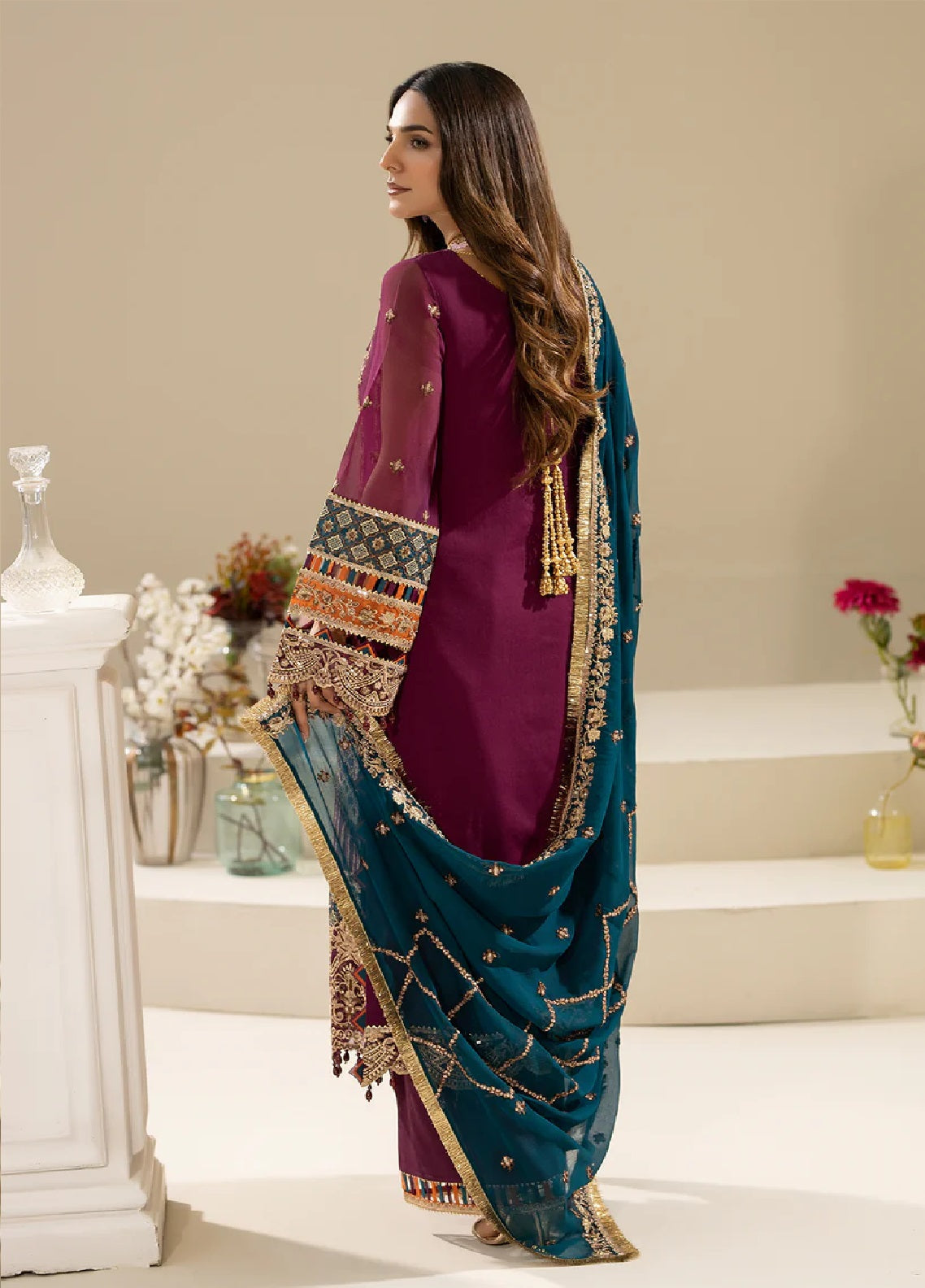 Nisha By Imrozia Embroidered Chiffon 3 Piece Unstitched Suit IM25NELC M-84 ZEHAK Nisha By Imrozia Embroidered Chiffon 3 Piece Unstitched Suit IM25NELC M-84 ZEHAK