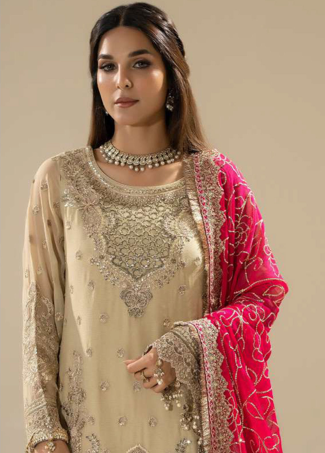 Nisha By Imrozia Embroidered Chiffon 3 Piece Unstitched Suit IM25NELC M-88 RINZA Nisha By Imrozia Embroidered Chiffon 3 Piece Unstitched Suit IM25NELC M-88 RINZA