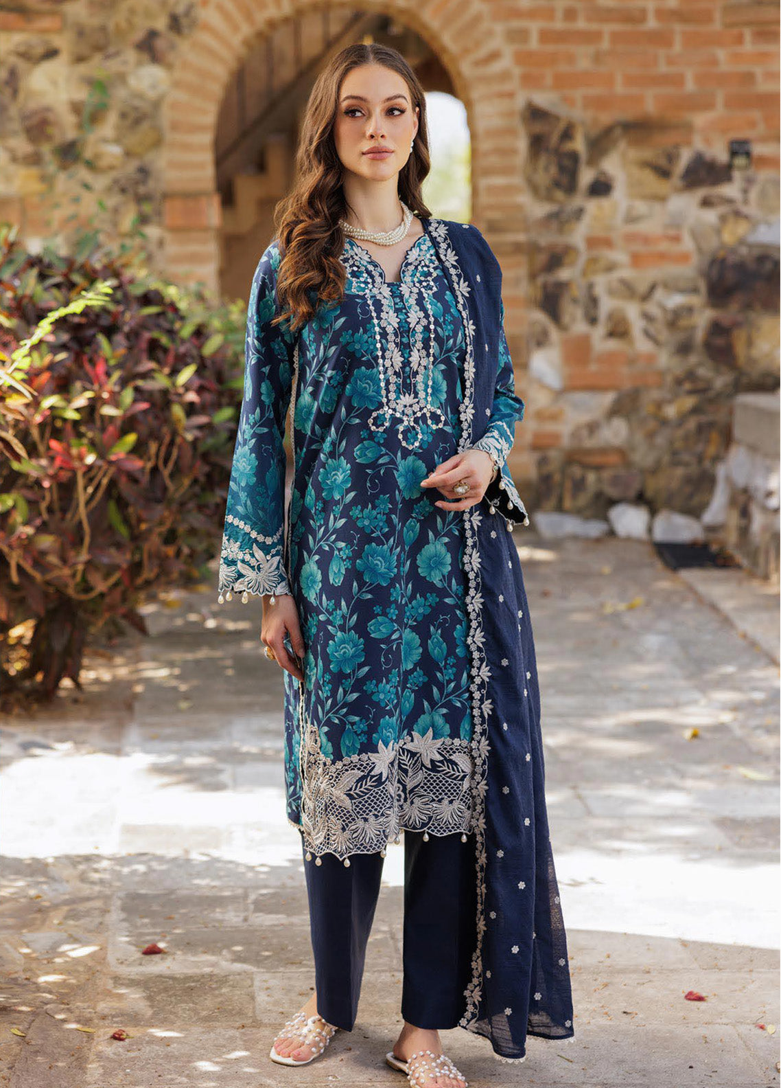 Nissa By RajBari Embroidered Lawn 3 Piece Unstitched Suit RB25NFS D-12 Nissa By RajBari Embroidered Lawn 3 Piece Unstitched Suit RB25NFS D-12