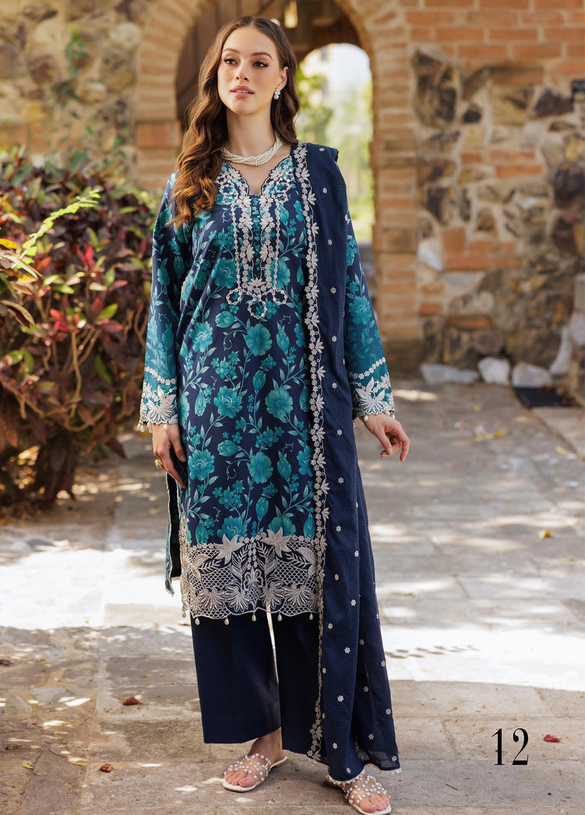Nissa By RajBari Embroidered Lawn 3 Piece Unstitched Suit RB25NFS D-12 Nissa By RajBari Embroidered Lawn 3 Piece Unstitched Suit RB25NFS D-12