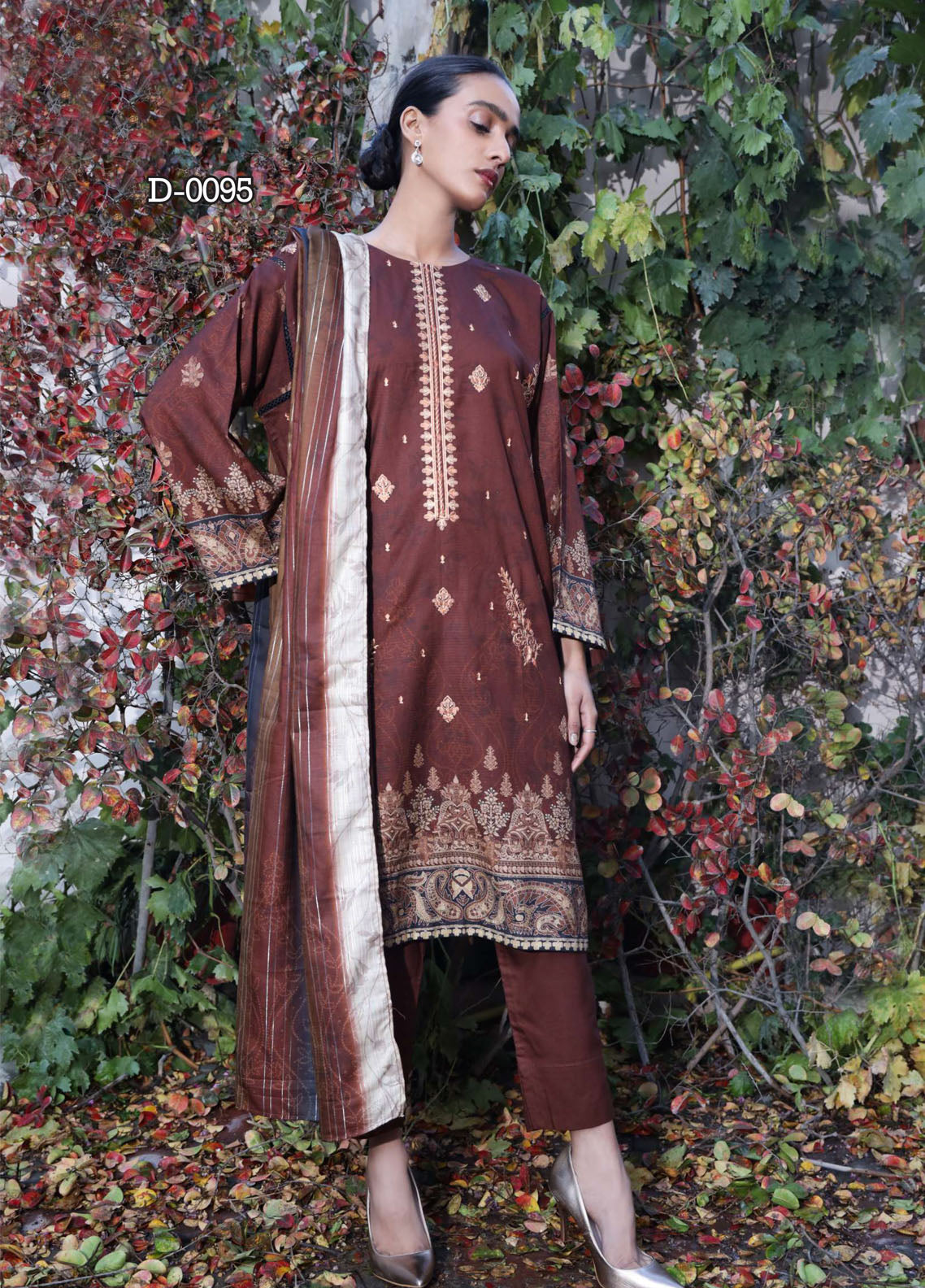 Noor By Rashid Textile Embroidered Linen 3 Piece Unstitched Suit RT25NEL D-0095 Noor By Rashid Textile Embroidered Linen 3 Piece Unstitched Suit RT25NEL D-0095