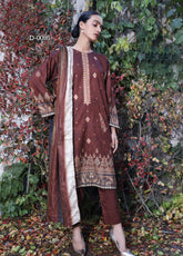 Noor By Rashid Textile Embroidered Linen 3 Piece Unstitched Suit RT25NEL D-0095