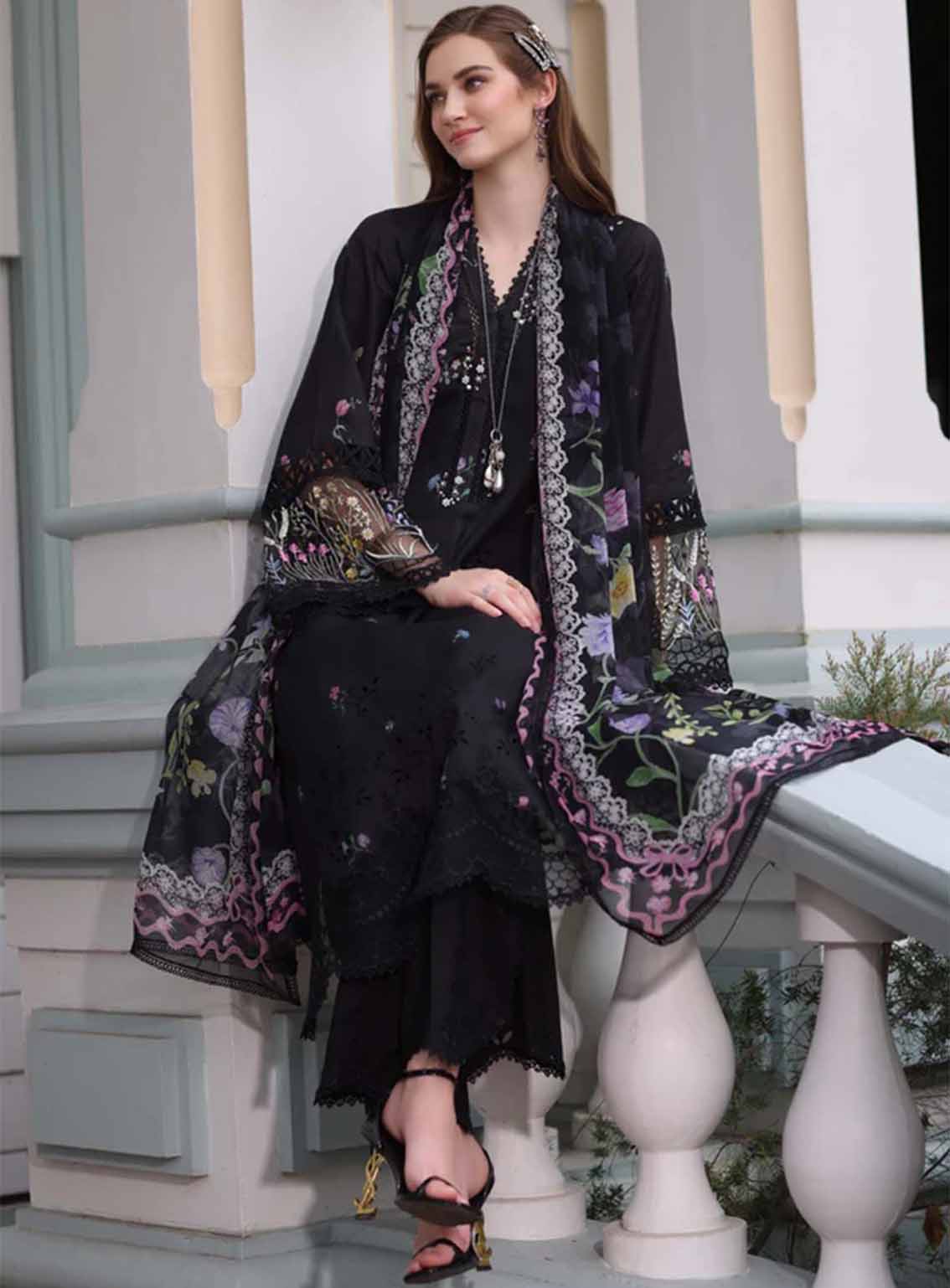 Noor By Saadia Asad Embroidered Lawn 3 Piece Unstitched Suit NSA25EC D-05 Noor By Saadia Asad Embroidered Lawn 3 Piece Unstitched Suit NSA25EC D-05