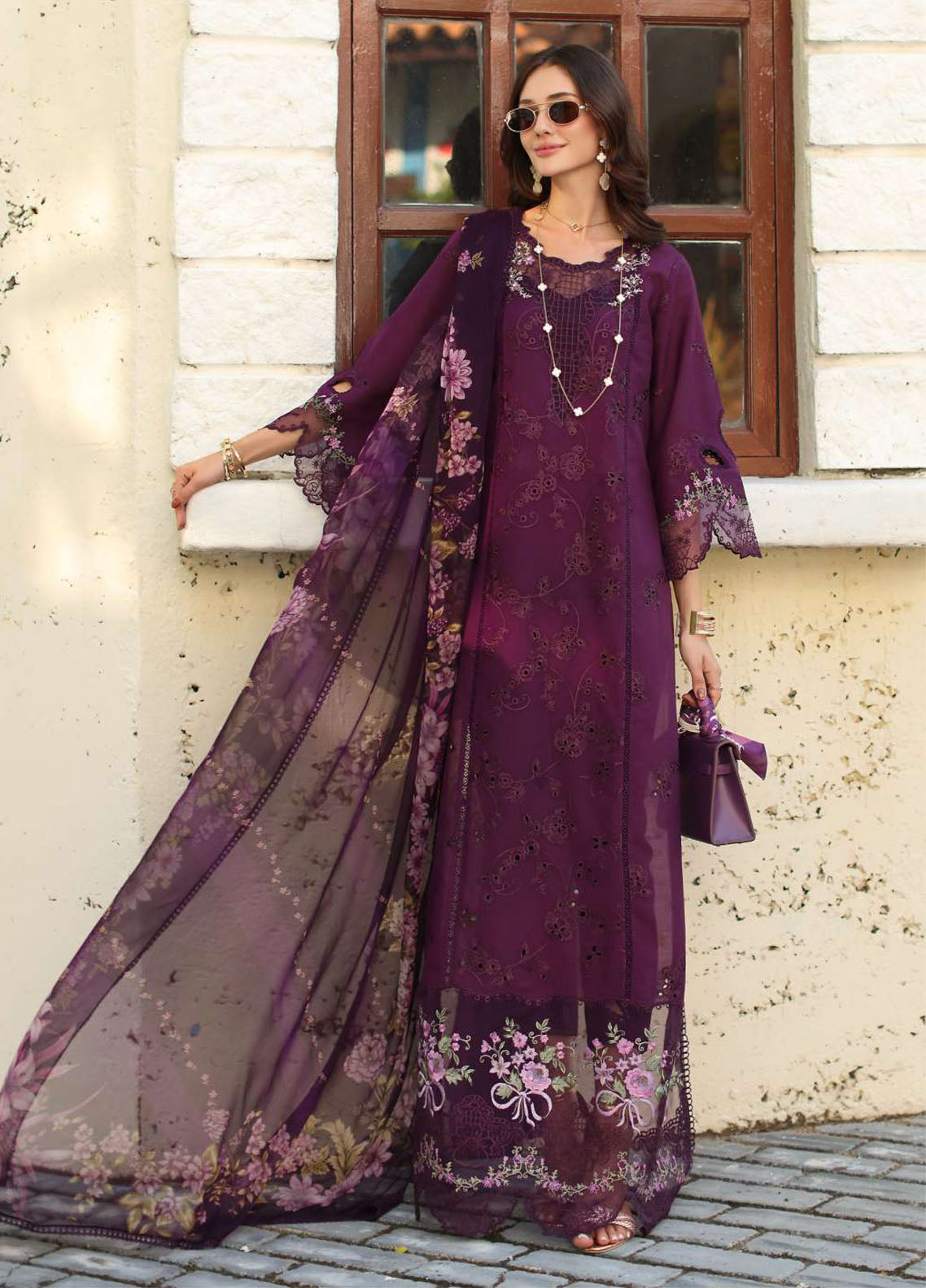 Noor By Saadia Asad Luxury Chikankari Lawn 3 Piece Unstitched Suit NSA26NLC D-5A Noor By Saadia Asad Luxury Chikankari Lawn 3 Piece Unstitched Suit NSA26NLC D-5A