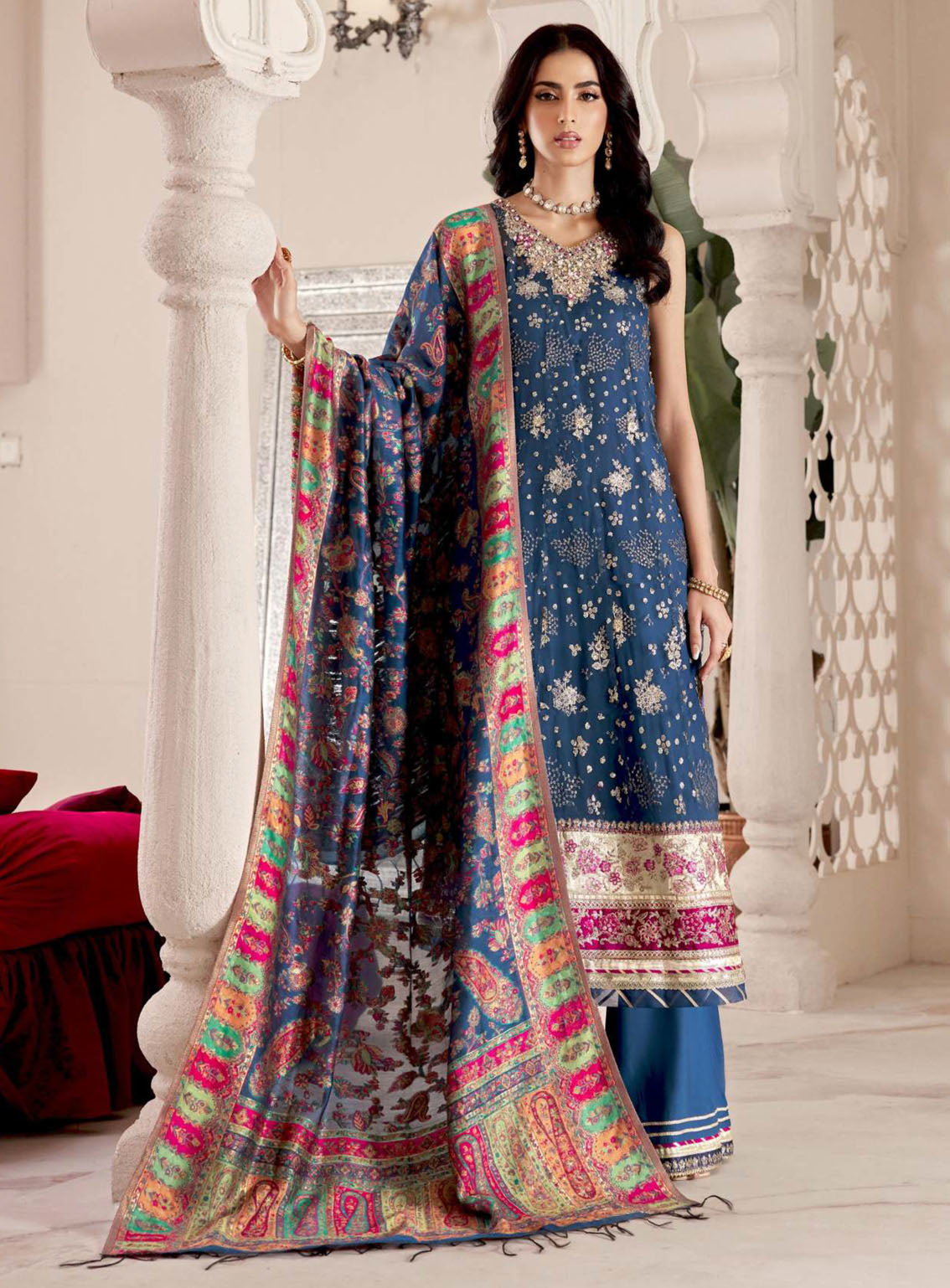 Noor Kaani By Saadia Asad Handmade Embroidered Chiffon 3 Piece Unstitched Suit SA23K D2 Noor Kaani By Saadia Asad Handmade Embroidered Chiffon 3 Piece Unstitched Suit SA23K D2