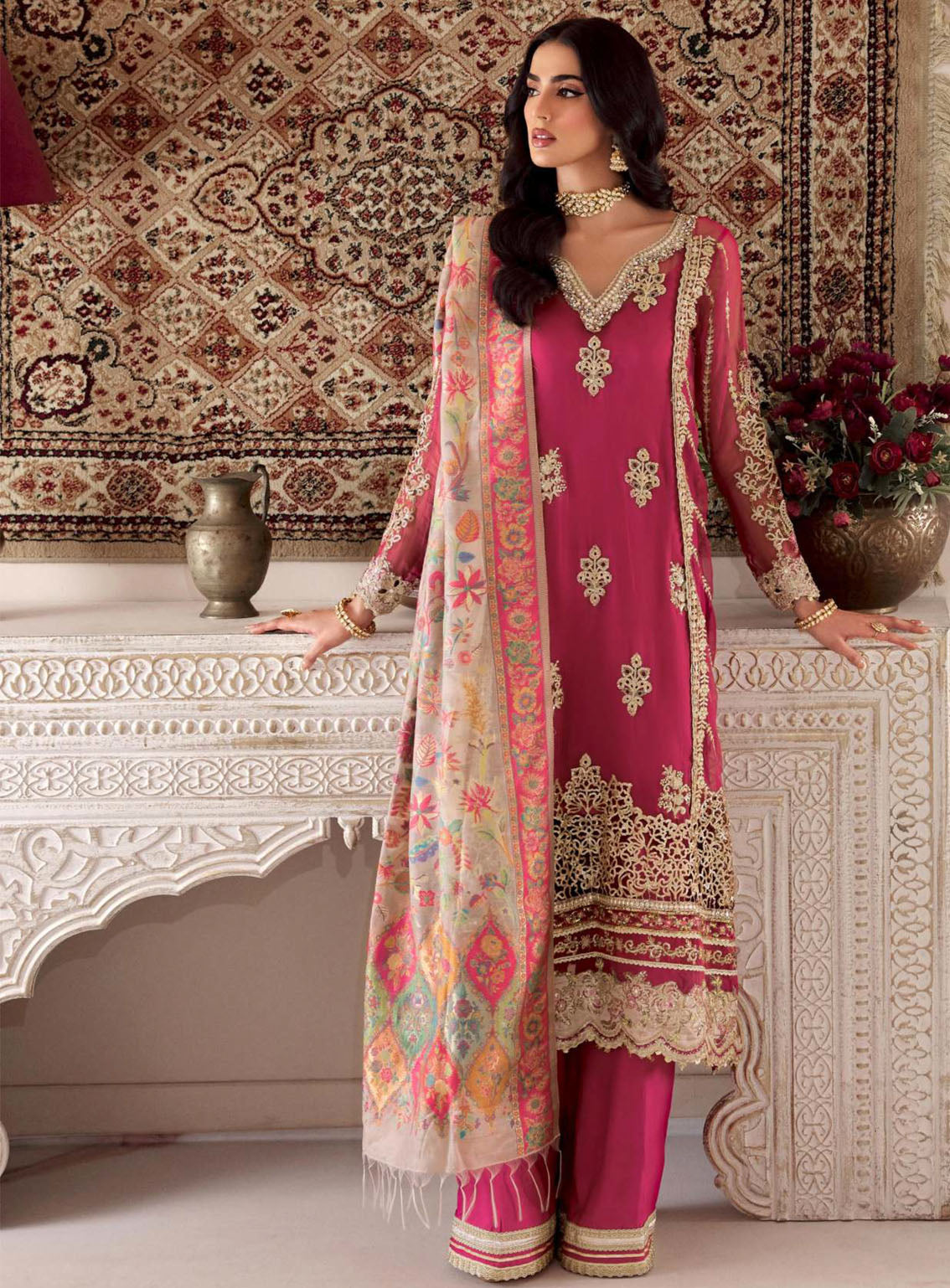 Noor Kaani By Saadia Asad Handmade Embroidered Chiffon 3 Piece Unstitched Suit SA23K D3 Noor Kaani By Saadia Asad Handmade Embroidered Chiffon 3 Piece Unstitched Suit SA23K D3