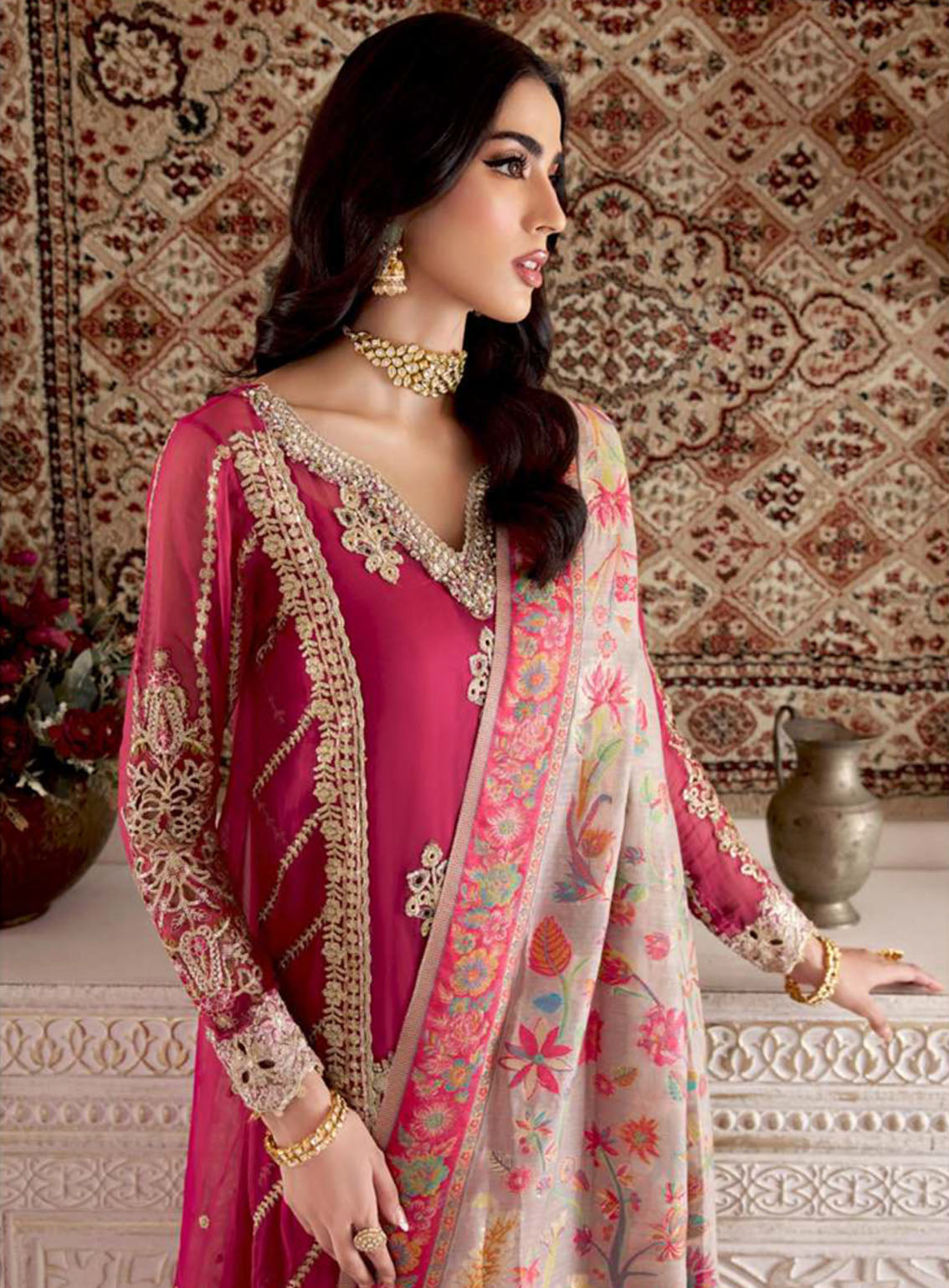 Noor Kaani By Saadia Asad Handmade Embroidered Chiffon 3 Piece Unstitched Suit SA23K D3 Noor Kaani By Saadia Asad Handmade Embroidered Chiffon 3 Piece Unstitched Suit SA23K D3