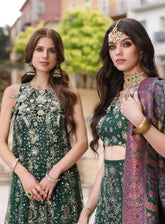 Noor Kaani By Saadia Asad Handmade Embroidered Net 3 Piece Unstitched Suit SA23K D1