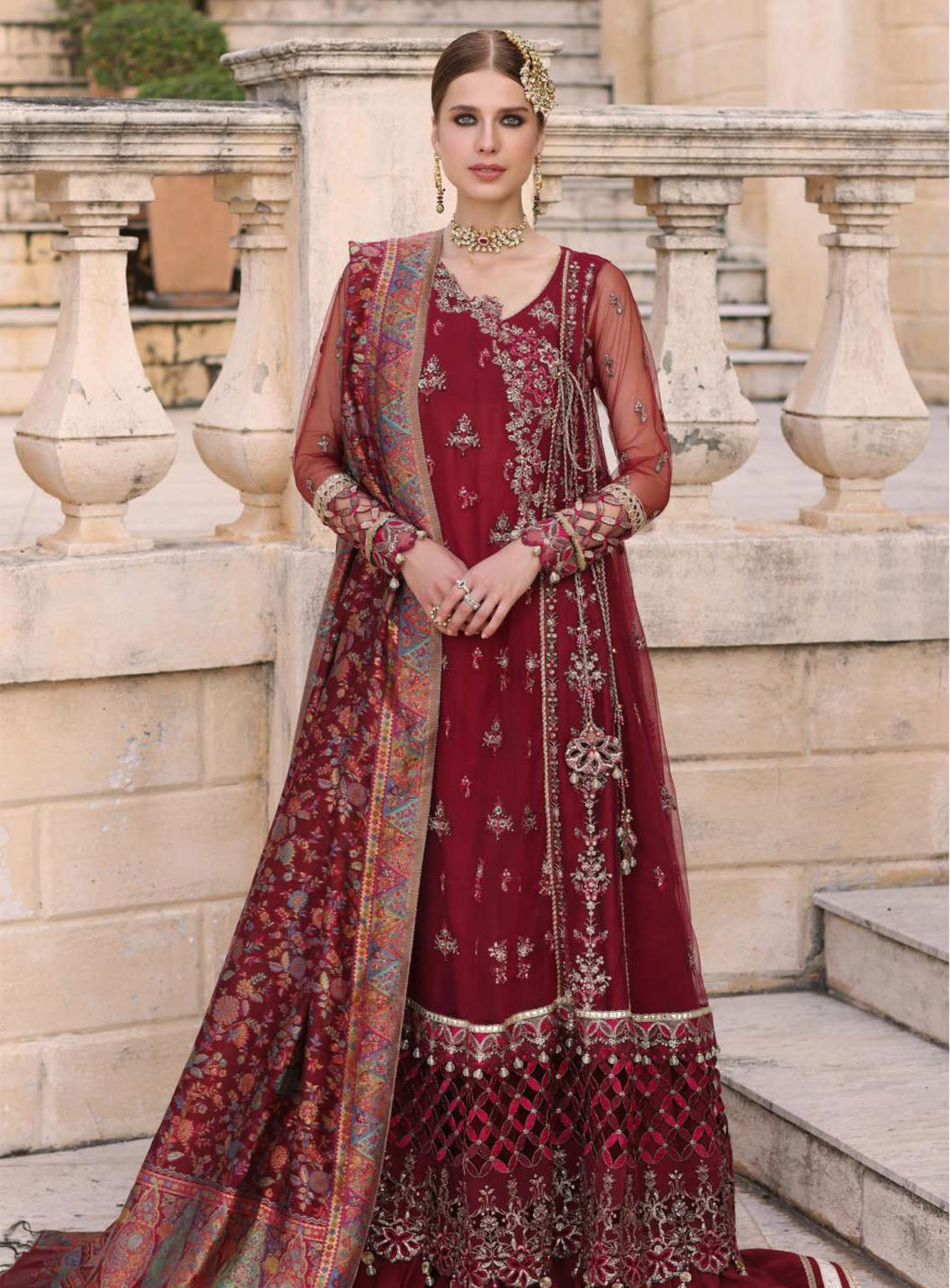 Noor Kaani By Saadia Asad Handmade Embroidered Net 3 Piece Unstitched Suit SA23K D7 Noor Kaani By Saadia Asad Handmade Embroidered Net 3 Piece Unstitched Suit SA23K D7